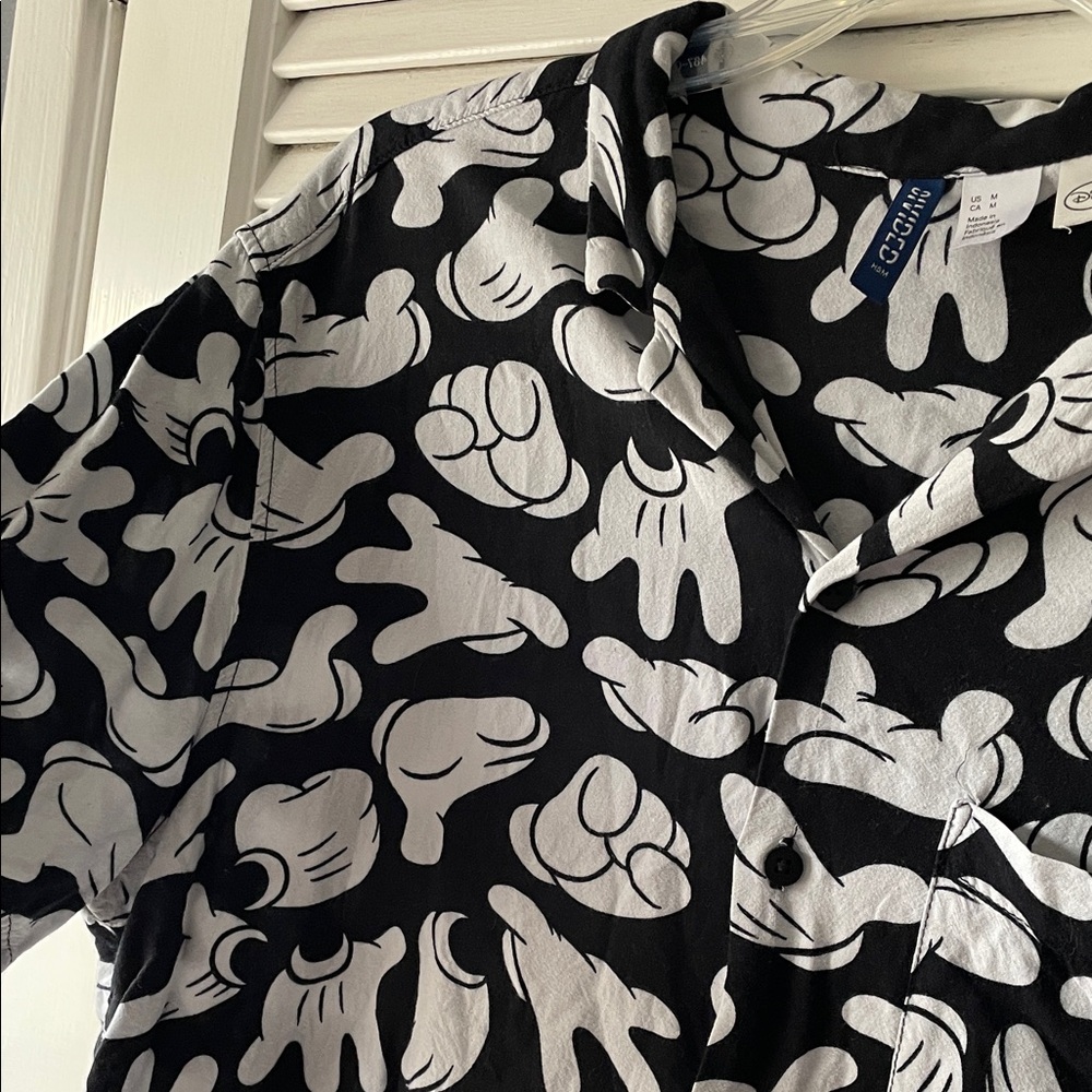 Disney Black and White Mickey Glove Pattern Shirt - Picture 4 of 5